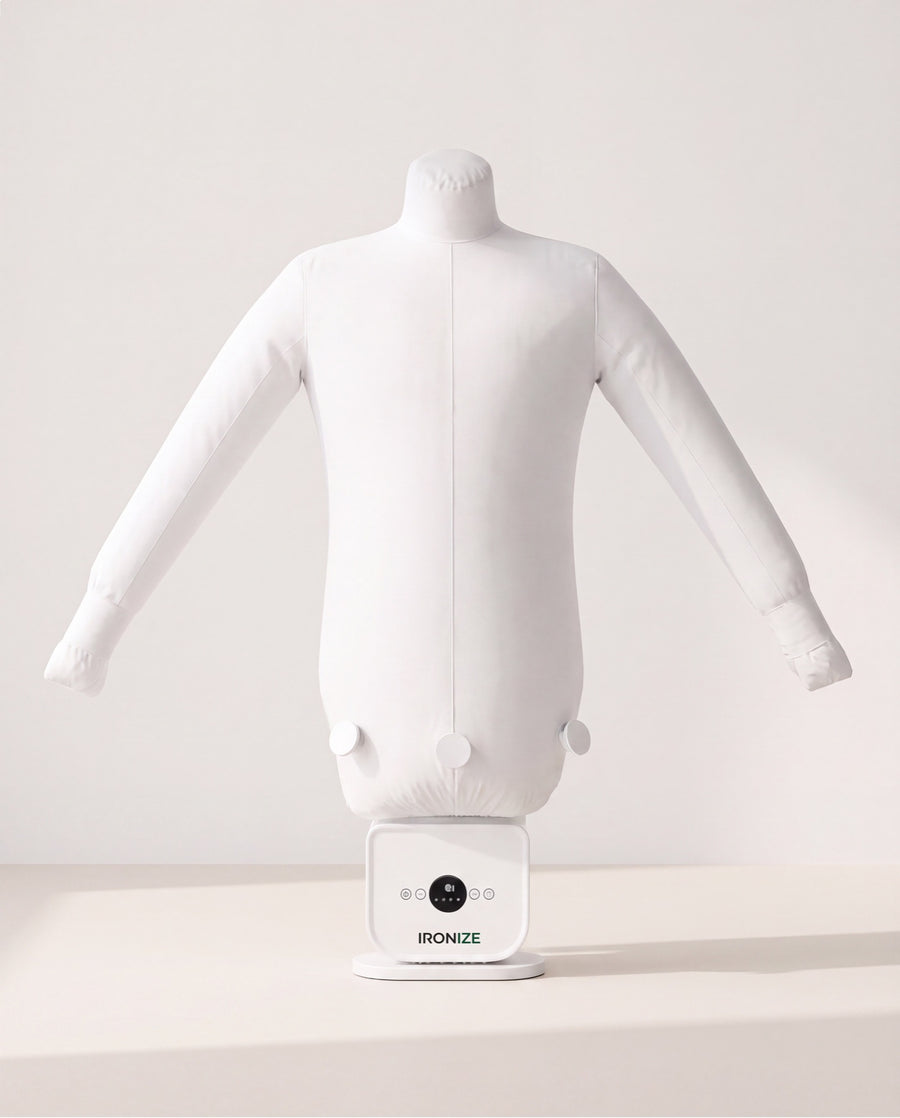 Empty Ironize garment form assembled above the control base